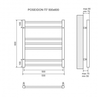 Полотенцесушитель Lemark Poseidon П7 500x600 LM42607