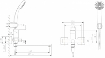 Смеситель для ванны Bravat Riffle F672106C-LB