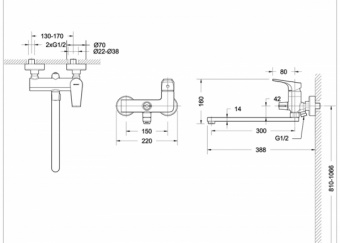 Смеситель для ванны Bravat Vega F6119177CP-01L