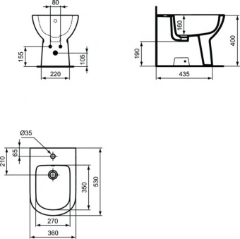 Биде напольное Ideal Standard TEMPO T510101