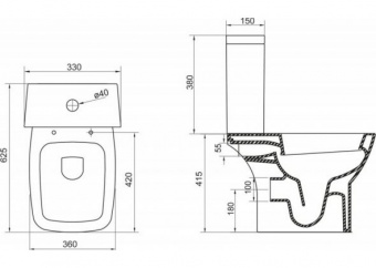 Унитаз напольный (чаша) BelBagno LAGO P-trap BB128CP