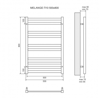 Полотенцесушитель Lemark Melange П10 500x800 LM49810