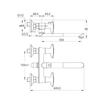 Смеситель для ванны IDDIS Copter  COPSBL2i10WA